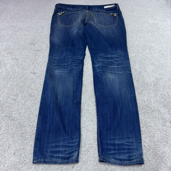 Express Jeans Ultra Skinny Zelda Slim Fit Rhinestone Blue Low Rise Women’s Sz 10 - Picture 13 of 13